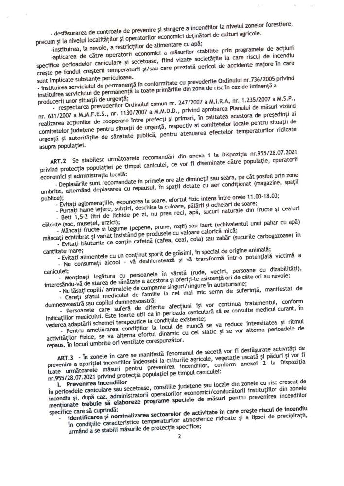Hotararea nr.6 din  26.06.2026 a Comitetului Judetean pentru Situatii de Urgenta Vaslui privind aprobarea masurilor de prevenire a caniculei - Partea 2